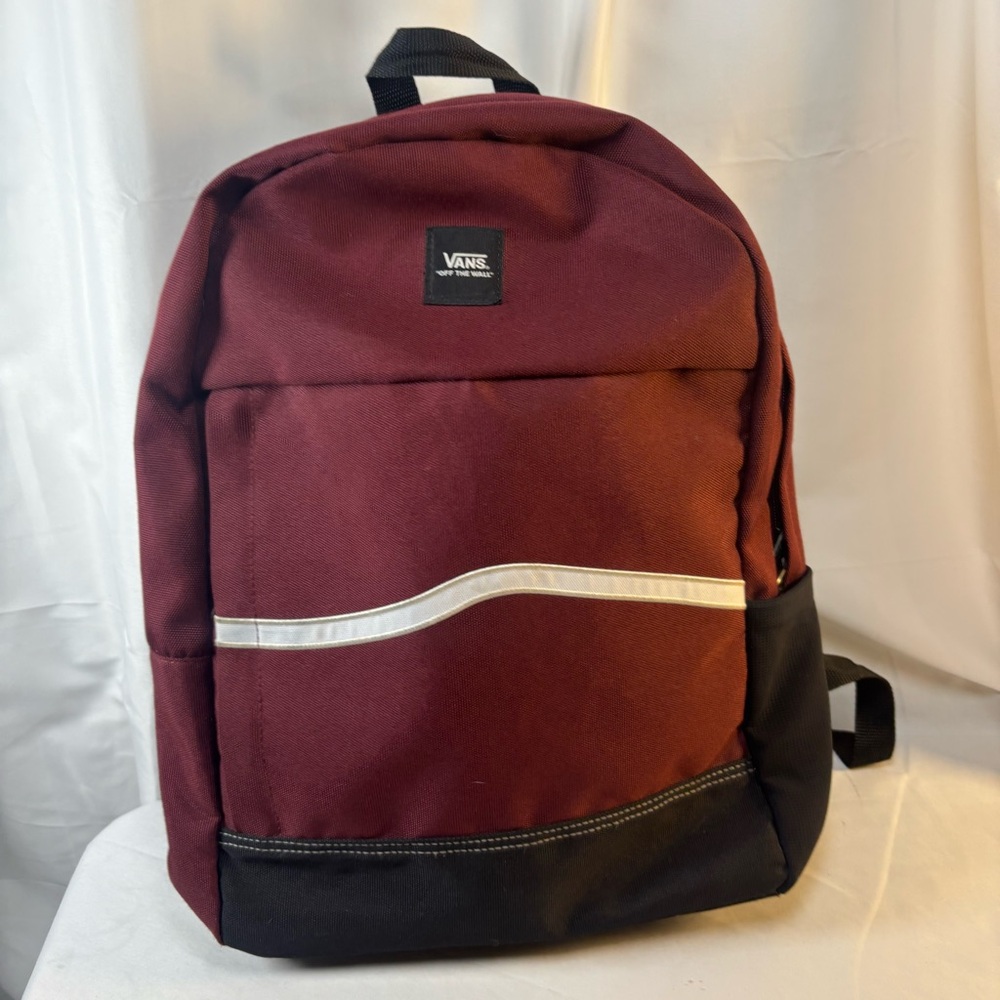 Vans Maroon and Black Backpack with Reflective Accent